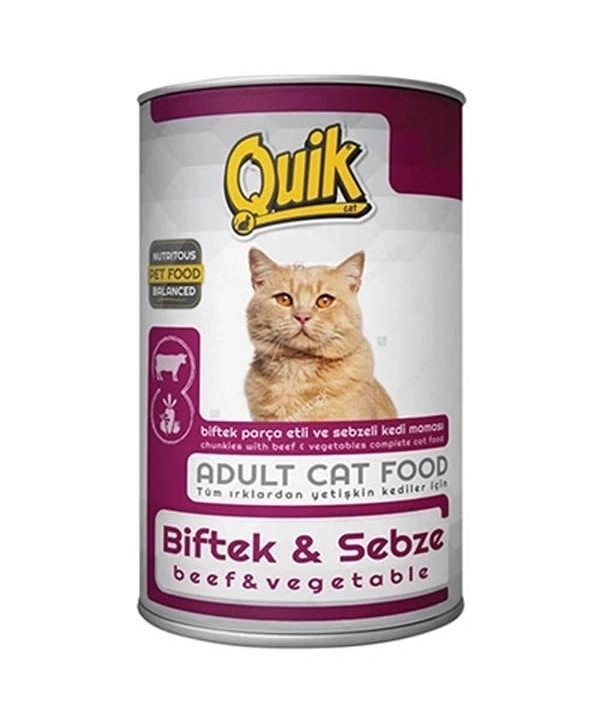 Quik Biftek ve Sebzeli Yetişkin Konserve Kedi Maması 415 Gr