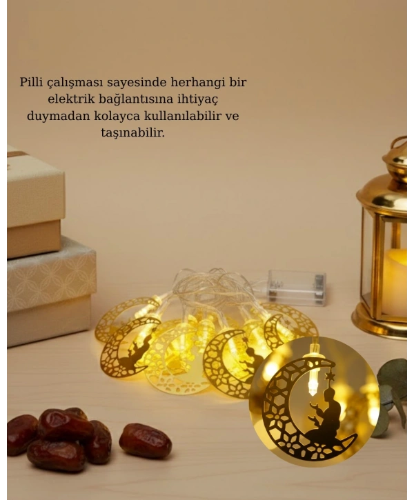 Ramazan Ay Işığı Secde Eden Adam Silüetli LED Peri Işığı