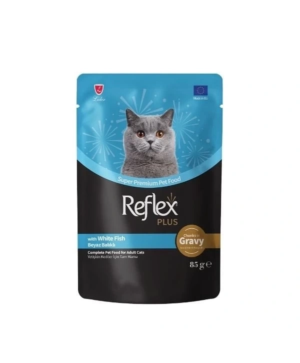 Reflex Plus Sos İçinde Beyaz Balıklı Pouch Yetişkin Konserve Kedi Maması 85 Gr