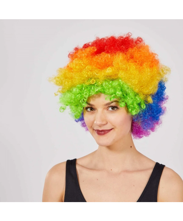 Rengarenk Kıvırcık Afro Bonus Peruk (5047)