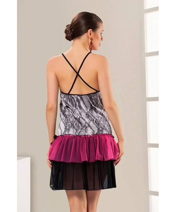 Renkli Dantel Gecelik - 616