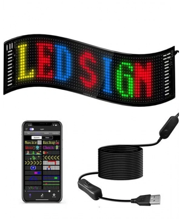 RGB LED Matrix Panel Esnek Yapı Uygulama Kontrollü Kayan Yazı Ekranı