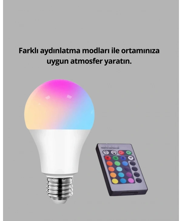 RGB Uzaktan Kumandalı LED Ampul 16 Renk A Kalite 2025 Model Orijinal