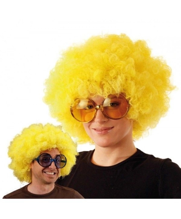 Sarı Renk Kıvırcık Afro Bonus Peruk (5047)