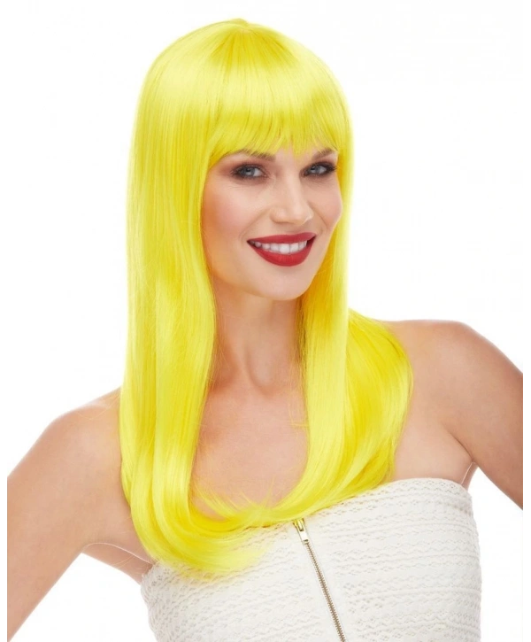 Sarı Renk Uzun Düz Parti Peruğu (5047)