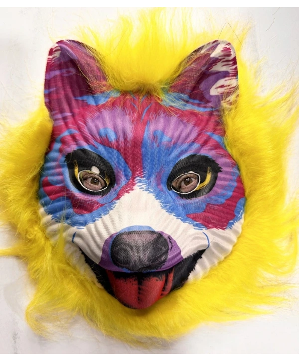 Sarı Saçlı Sevimli Köpek Maskesi Mega Peluş 35 No (5047)