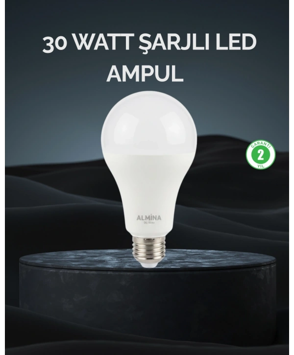 Şarjlı LED Ampul 30 Watt Soğuk Beyaz