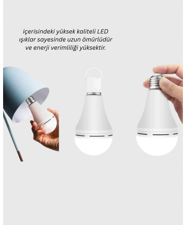 Şarjlı LED Ampul 30 Watt Soğuk Beyaz