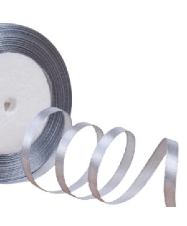 Saten Kurdele 1 Cm 10 Metre Açık Gri