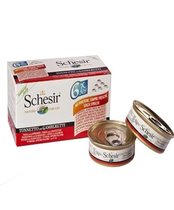 Schesir Multipack Prawns Konserve Kedi Maması 6x50 Gr