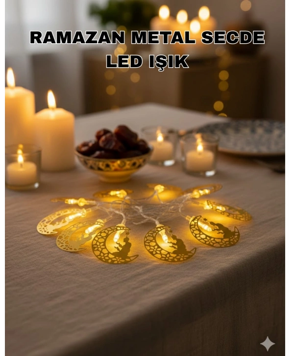 Secde Eden Adam Figürlü Ay Tasarımlı Ramazan LED Işık