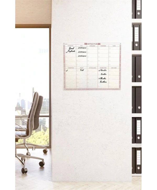 Şeffaf Kendiliğinden Yapışkanlı Kalemli Haftalık Planlayıcı 40cm-50cm (5047)