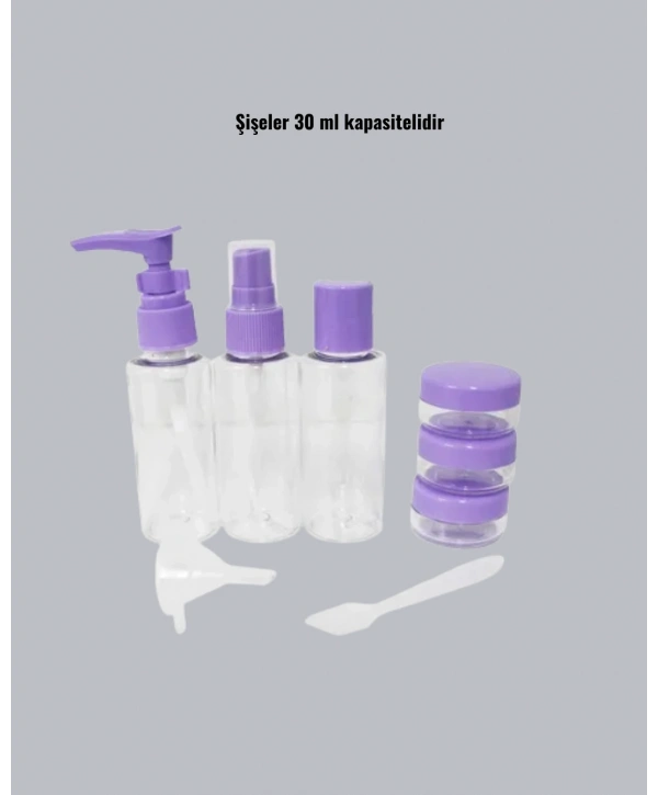 Seyahat Banyo Seti 5 Parça Şeffaf Taşıma Çantalı 30 ml