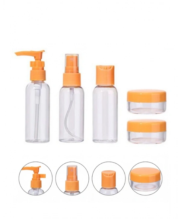 Seyahat İçin 5’li Şeffaf Kozmetik Kap Seti 30 ml