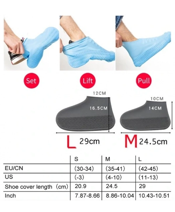 Silikon Ayakkabı Kılıfı Kaymaz Su Kir Geçirmez   L Beden Siyah (5047)