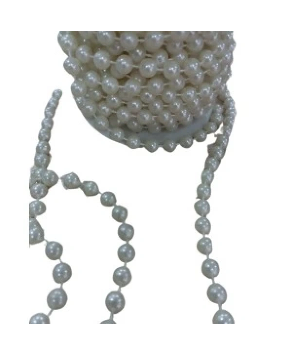 Sıralı Yuvarlak İnci En 1 Cm Krem 1 Metre