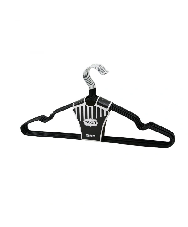 SİYAH 10PCS SİLİKON KAPLAMALI METAL ELBİSE ASKISI (5047)