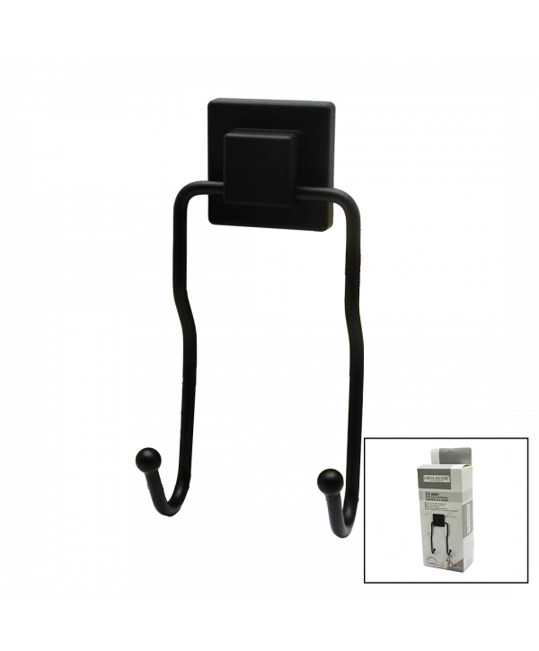 SİYAH - 2Lİ METAL SARKIK ASKI KARE GÜÇLÜ YAPIŞKANLI 8X9X19CM (5047)