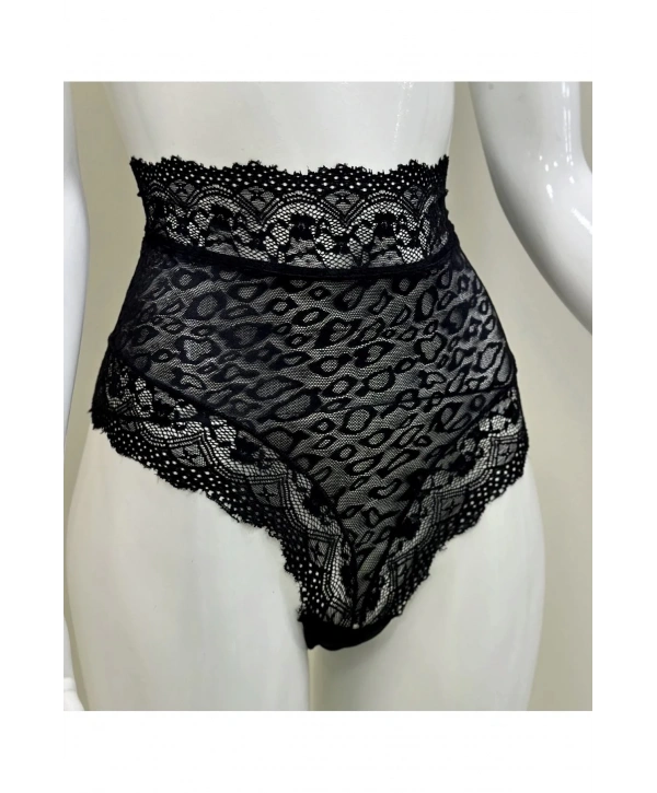 Siyah Dantelli Yüksek Bel Külot Venüs-k1013