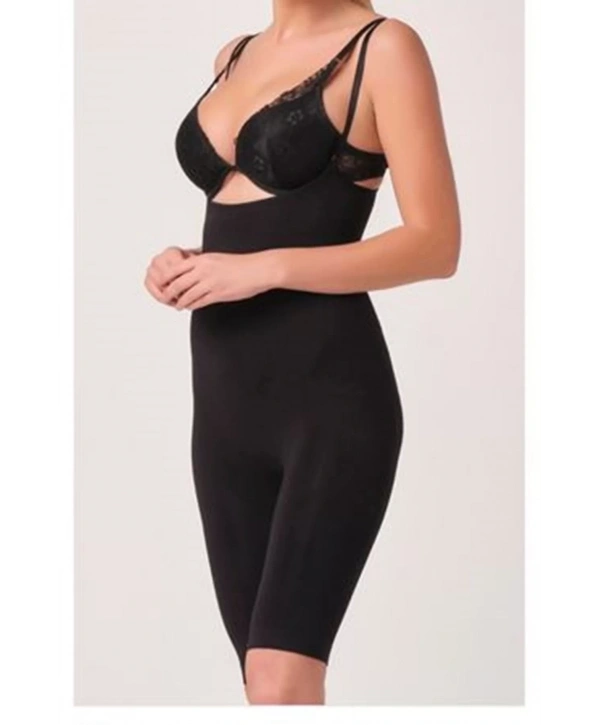 Siyah Kadın Paçalı Boy Dikişsiz Korse - 751