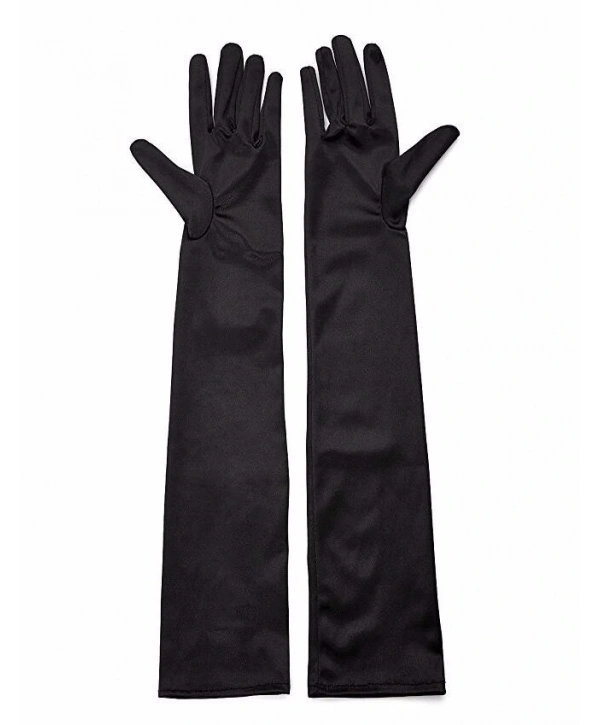 Siyah Renk Dirseğe Kadar Uzun Kumaş Eldiven (5047)