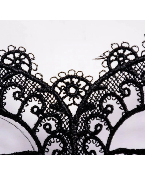 Siyah Renk Halkalı Model Dantelli Parti Balo Göz Maskesi Model 1 (5047)