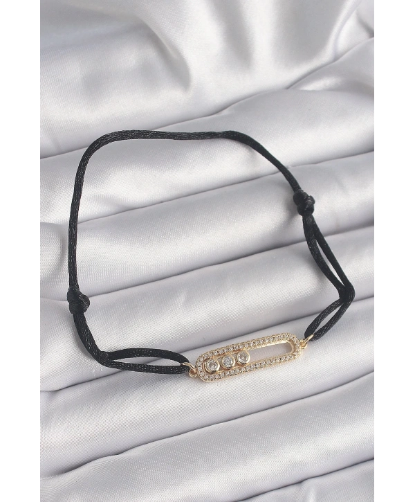 Siyah Renk İpli Asansör Gold Messika Model Kadın Bileklik