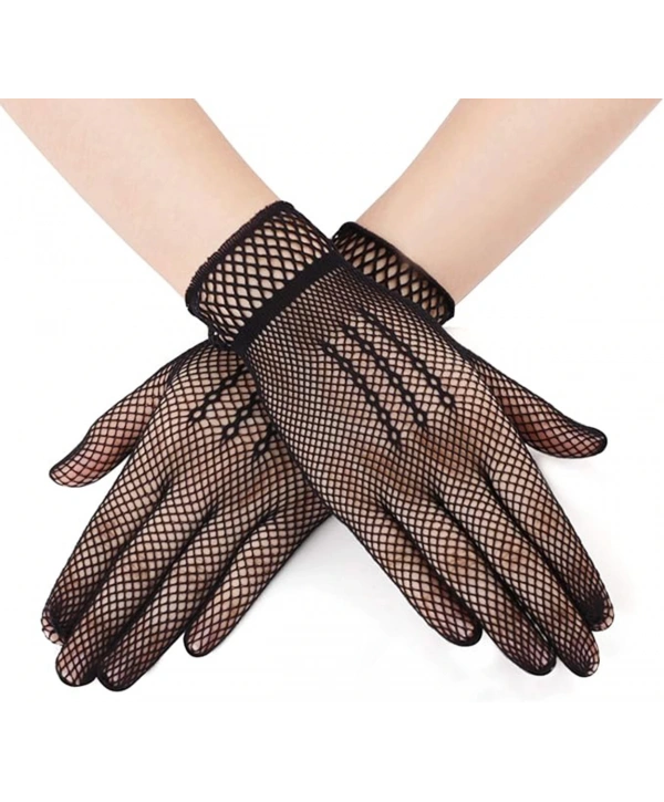 Siyah Renk Likralı File Eldiven Parmaklı Örgü Eldiven Yetişkin Boy (5047)