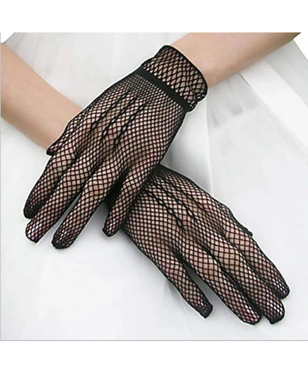 Siyah Renk Likralı File Eldiven Parmaklı Örgü Eldiven Yetişkin Boy (5047)