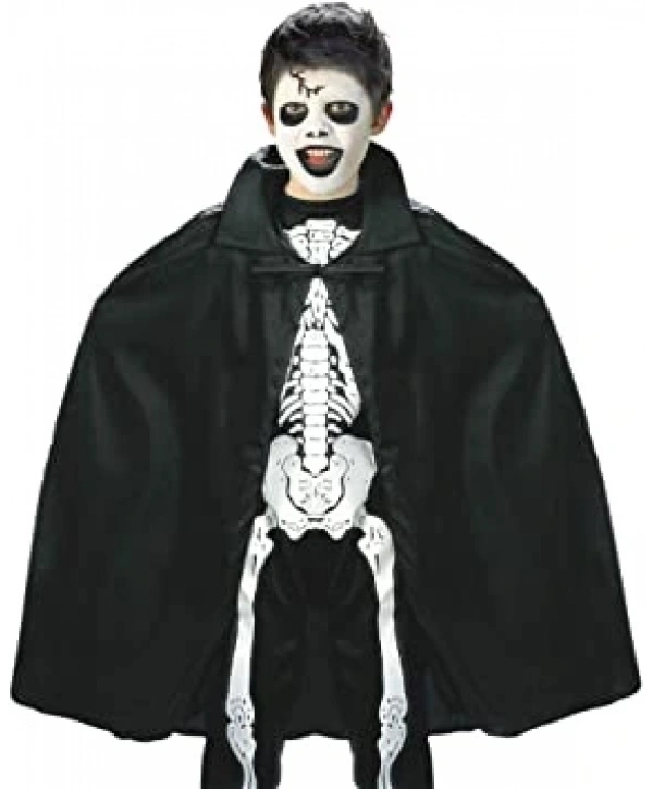 Siyah Renk Yakalı Halloween Pelerini 90 cm (5047)