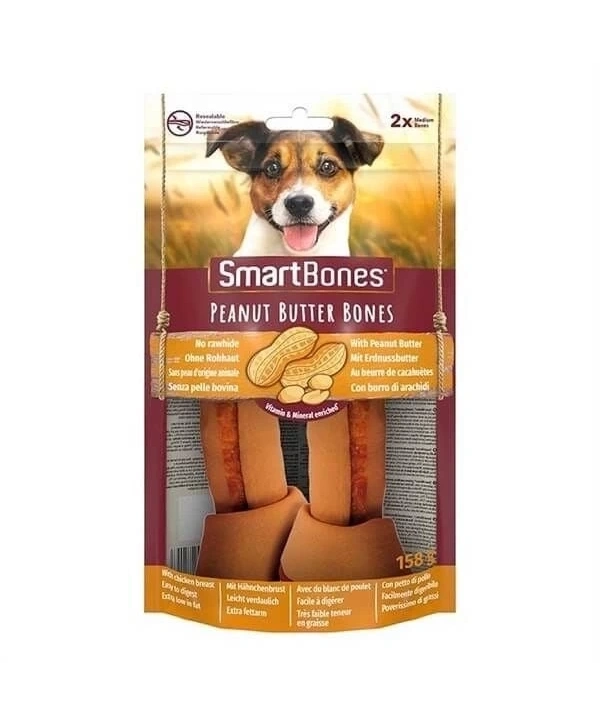 Smart Bones Tavuklu Fıstık Ezmeli Düğüm Kemik Köpek Ödül Maması 2 Adet 158 Gr