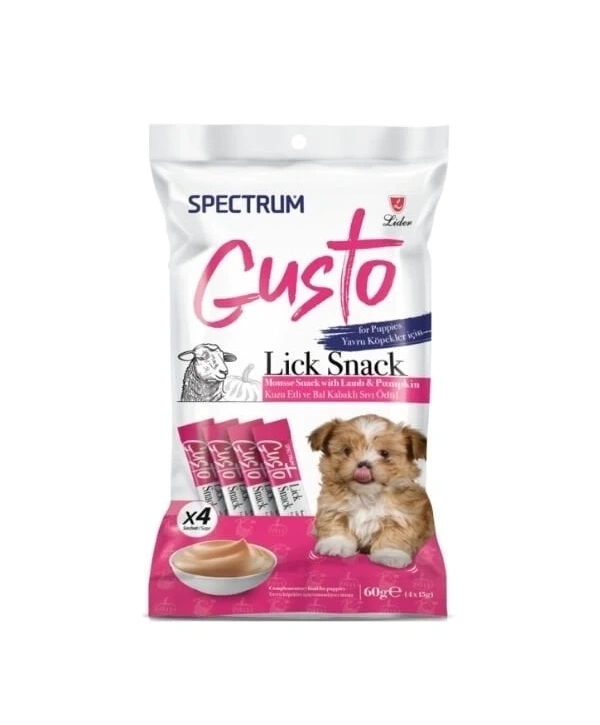 Spectrum Gusto Kuzu Etli ve Bal Kabaklı Sıvı Yavru Köpek Ödül Maması 4x15 Gr