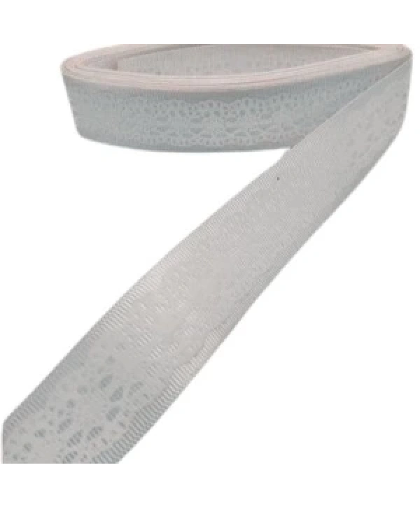 Tafta Dantel Görünümlü Kurdele Gri 25 Mm 1 Metre