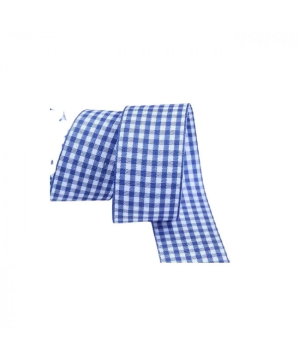 Tafta Ekoseli Kurdele 25 Mm İndigo 2 Metre