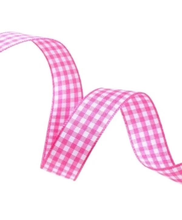 Tafta Ekoseli Kurdele 25 Mm Pembe 5 Metre