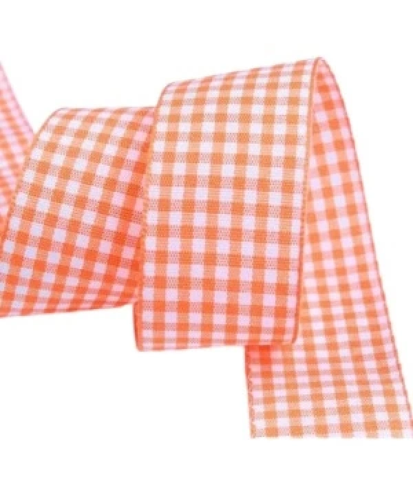 Tafta Ekoseli Kurdele 25 Mm Turuncu 10 Metre