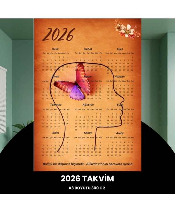 Takvim 2026 Premium A3 300 Gr Dijital Baskı Düşünce
