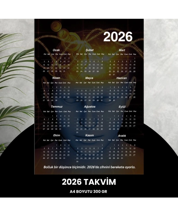 Takvim 2026 Premium A4 300 Gr Dijital Baskı Mistik