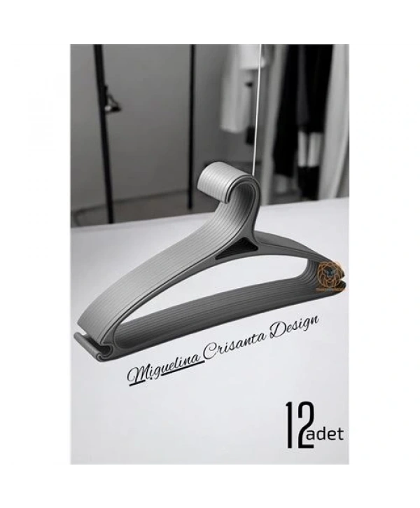 Tasarım Askı Seti 12 ADET Elbise Askısı M.Crisanta GRİ