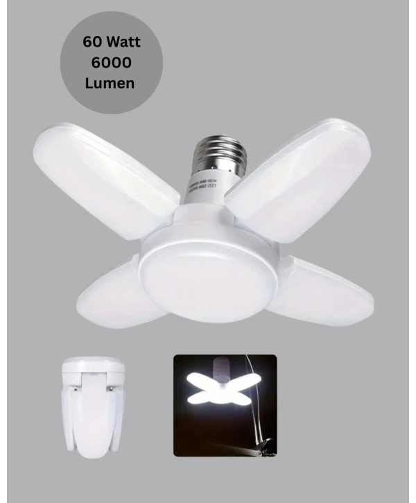 Tasarruflu Pervane LED Ampül 4 Kollu 60 Watt Geniş Alan Aydınlatma