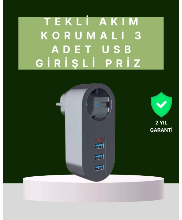 Termal Akım Korumalı 3 USBli Güvenli Priz – Akıllı Akım Dengeleme