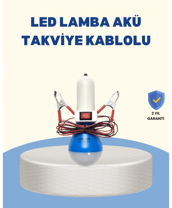 Timsah Kıskaçlı 12V LED Ampul Kamp ve Acil Durum Lambası