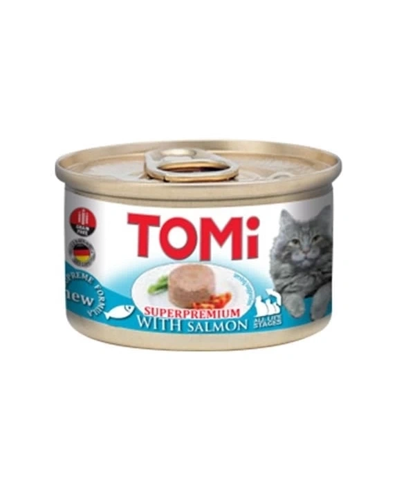 Tomi Kıyılmış Somonlu Tahılsız Yetişkin Konserve Kedi Maması 85 Gr