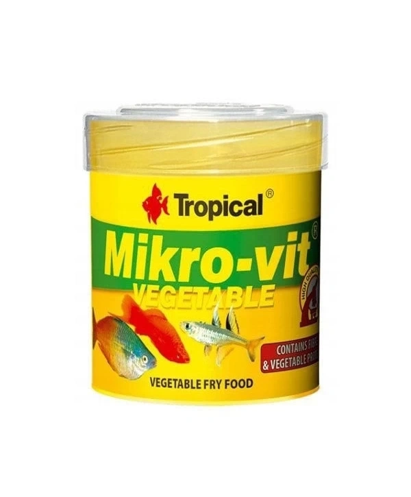 Tropical Mikro-Vit Vegetable Yavru Balıklar için Bitkisel Balık Yemi 50 Ml 32 Gr
