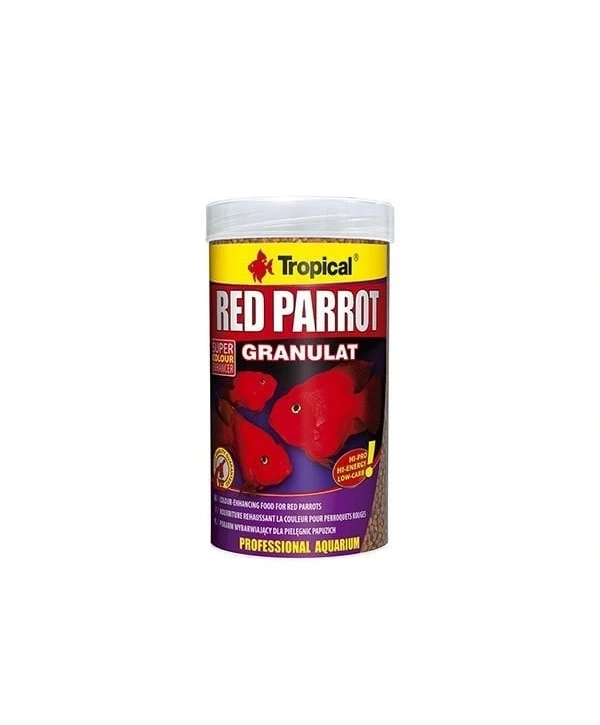 Tropical Red Parrot Granulat Kırmızı Papağan Balıkları için Granül Balık Yemi 250 Ml 100 Gr
