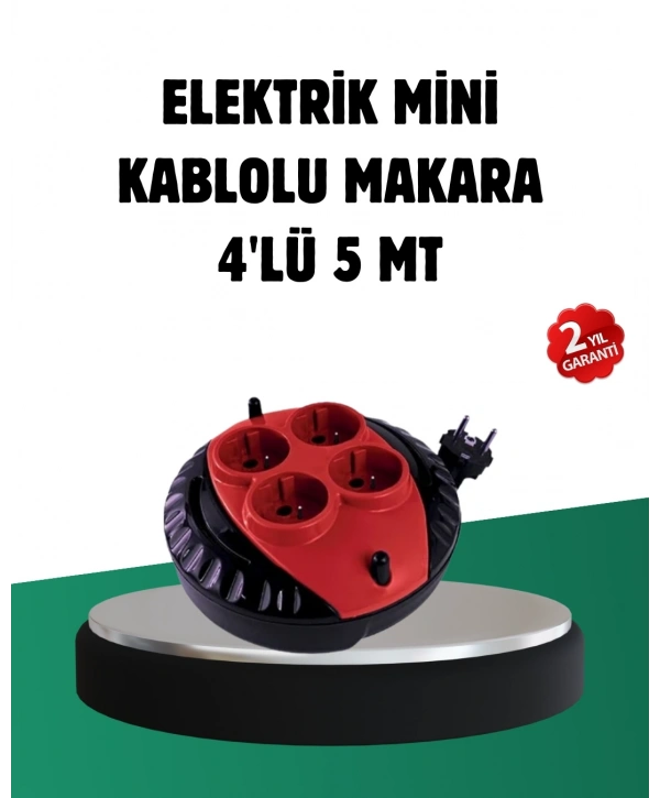 Türkiye Üretimi 5 Metre 4 Prizli Kablolu Makara