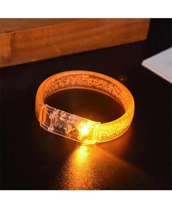 Turuncu Led Işıklı Baskı Yapılabilen Pilli Bileklik Bilezik 1,5 cm Genişlik (5047)
