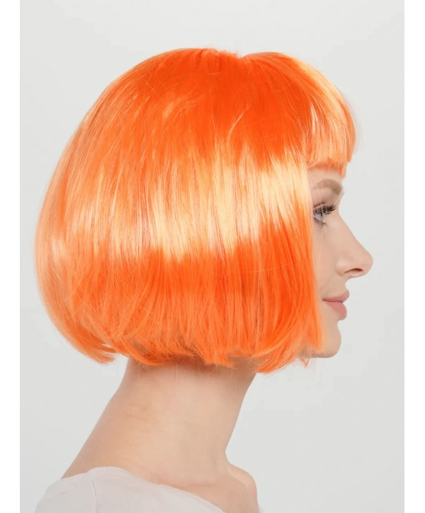 Turuncu Renk Parti Peruğu Küt Saç (5047)