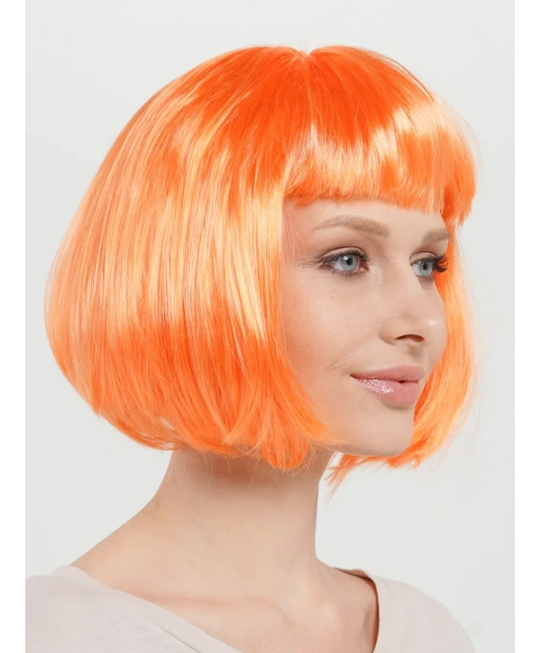 Turuncu Renk Parti Peruğu Küt Saç (5047)