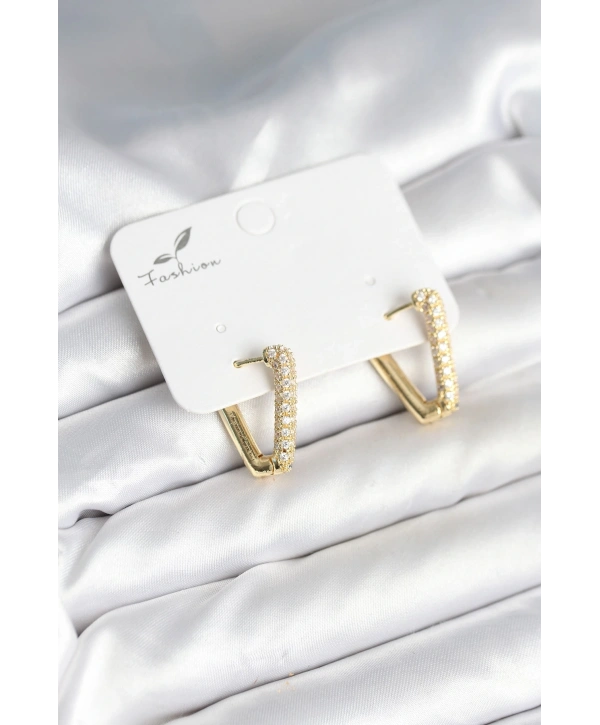 Üçgen Model Zirkon Taşlı Kadın Küpe